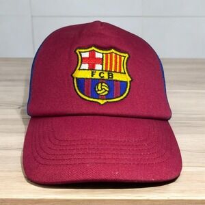 FC Barcelona Trucker Hat Maroon Blue FCB Soccer Club Mesh Snapback Cap